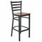 Chivari Ladder Back Bar Stool with Black Frame and Dark Wood Seat BLMBWDW-ZF-KT