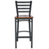Chivari Ladder Back Bar Stool with Black Frame and Dark Wood Seat BLMBWDW-ZF-KT