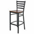 Chivari Ladder Back Bar Stool with Black Frame and Dark Wood Seat BLMBWDW-ZF-KT