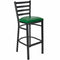 Chivari Ladder Back Bar Stool with Black Frame and Green Vinyl Seat BLMBVGR-ZF-KT
