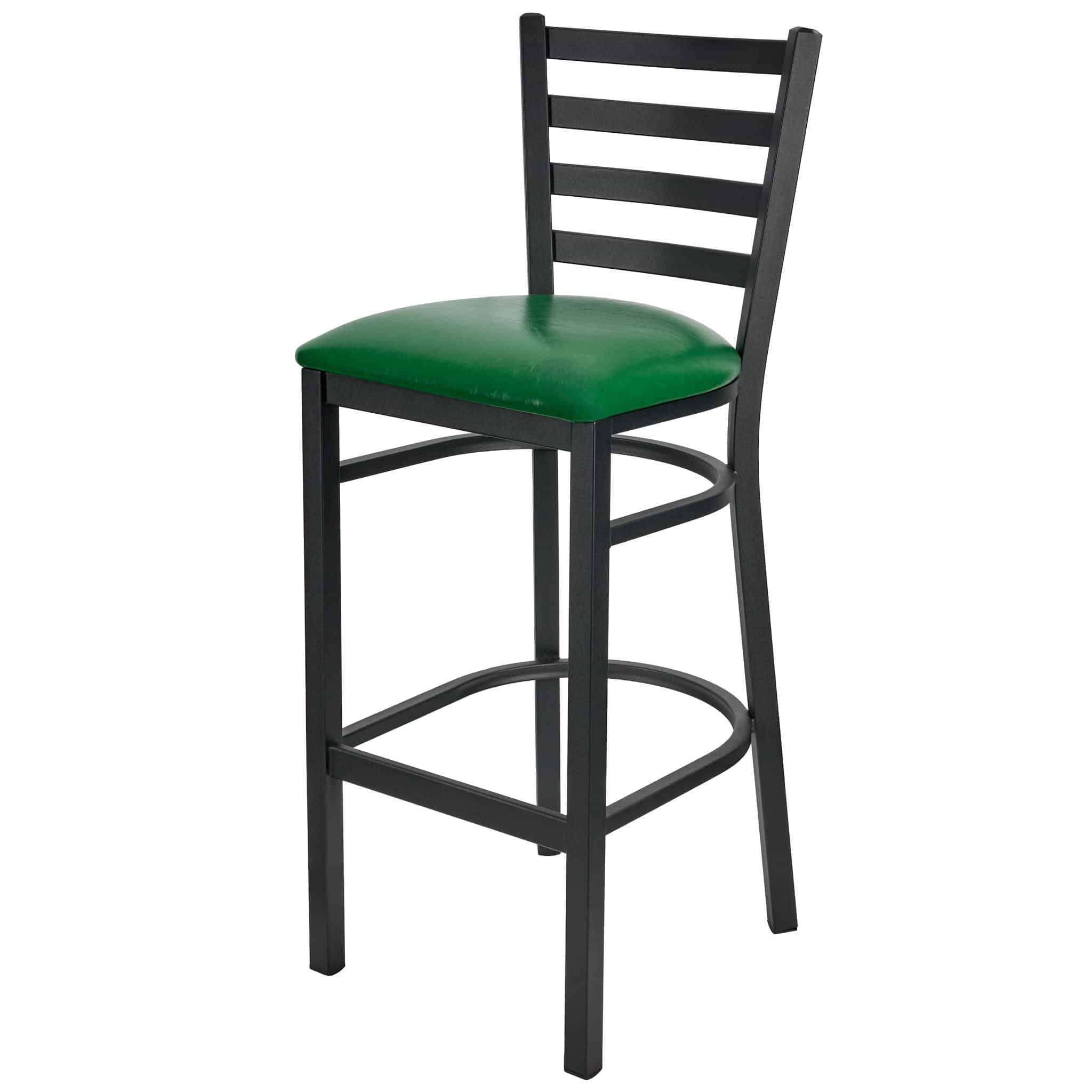 Chivari Ladder Back Bar Stool with Black Frame and Green Vinyl Seat BLMBVGR-ZF-KT