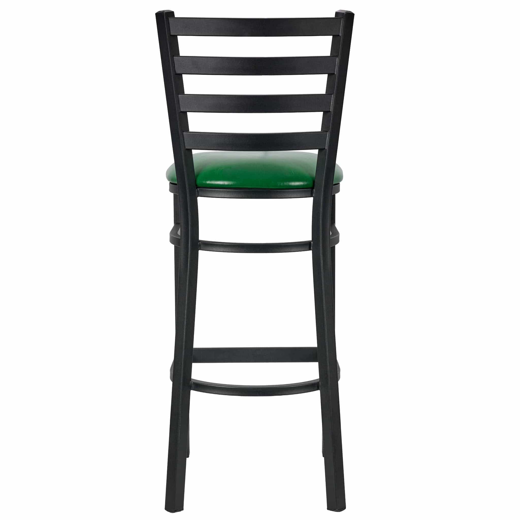 Chivari Ladder Back Bar Stool with Black Frame and Green Vinyl Seat BLMBVGR-ZF-KT
