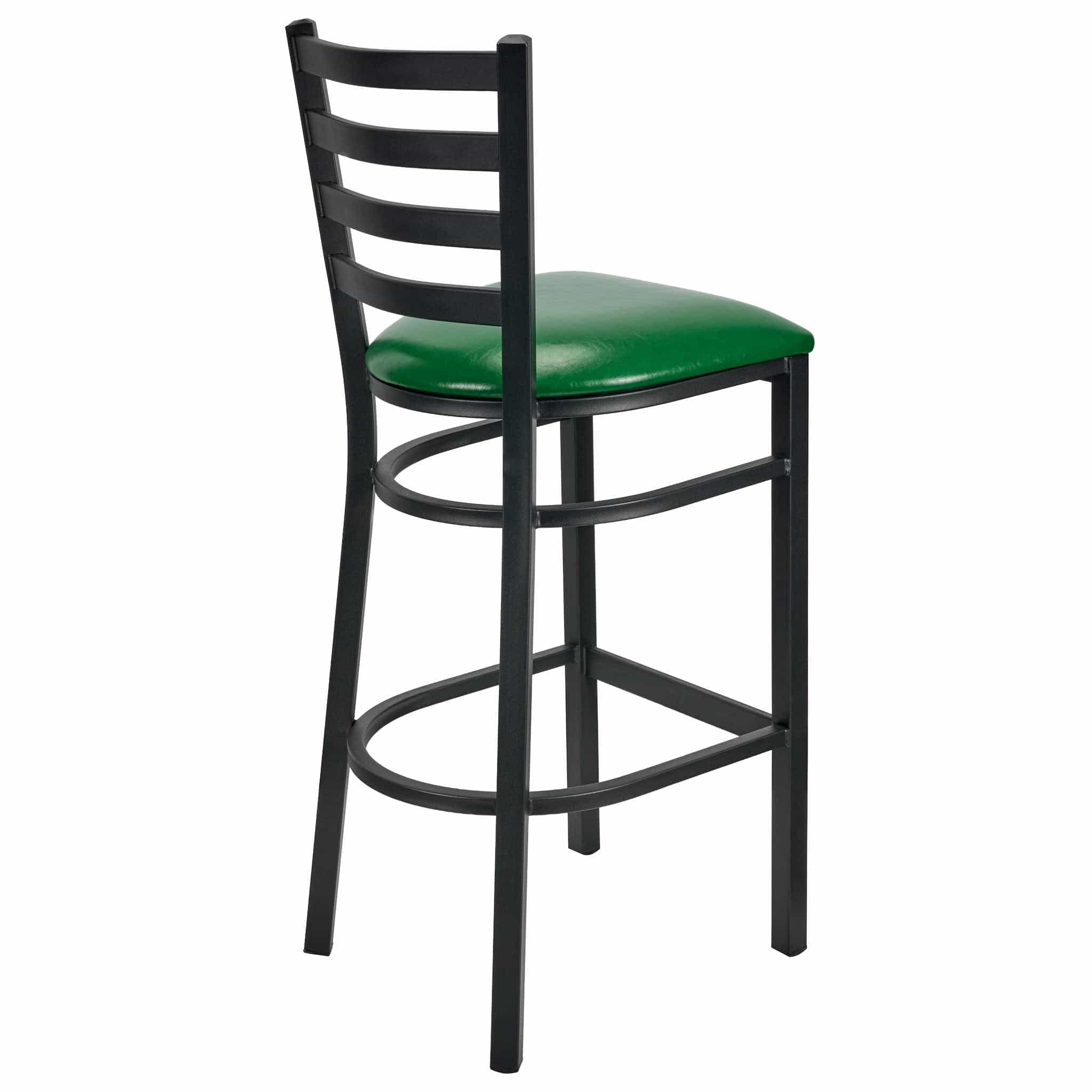 Chivari Ladder Back Bar Stool with Black Frame and Green Vinyl Seat BLMBVGR-ZF-KT