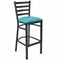Chivari Ladder Back Bar Stool with Black Frame and Light Blue Vinyl Seat BLMBVLBL-ZF-KT