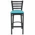 Chivari Ladder Back Bar Stool with Black Frame and Light Blue Vinyl Seat BLMBVLBL-ZF-KT