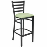 Ladder Back Bar Stool with Black Frame and Light Green Vinyl Seat