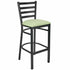 Chivari Ladder Back Bar Stool with Black Frame and Light Green Vinyl Seat BLMBVLGR-ZF-KT