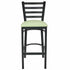 Chivari Ladder Back Bar Stool with Black Frame and Light Green Vinyl Seat BLMBVLGR-ZF-KT