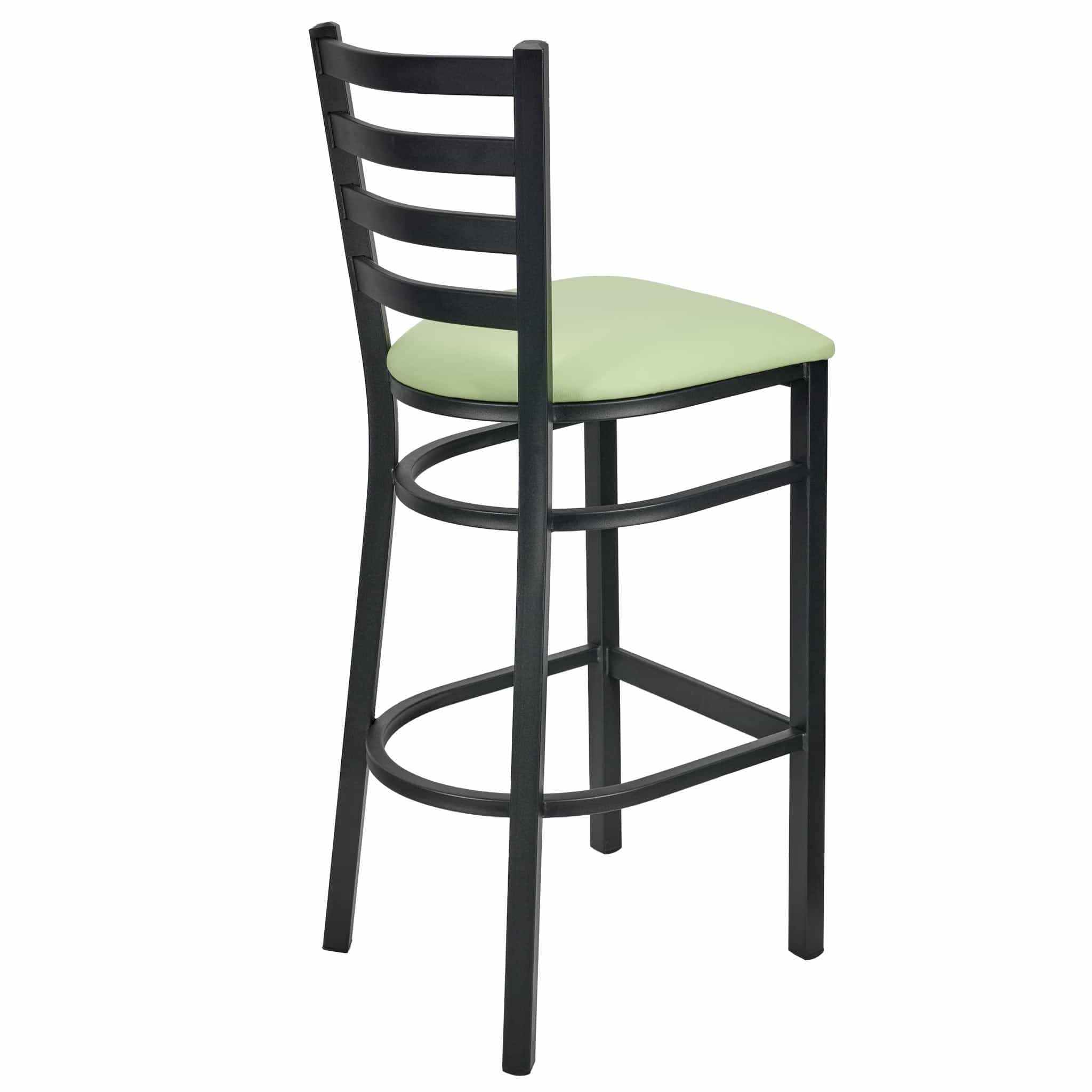 Chivari Ladder Back Bar Stool with Black Frame and Light Green Vinyl Seat BLMBVLGR-ZF-KT