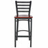 Chivari Ladder Back Bar Stool with Black Frame and Mahogany Wood Seat BLMBWMW-ZF-KT