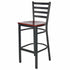 Chivari Ladder Back Bar Stool with Black Frame and Mahogany Wood Seat BLMBWMW-ZF-KT