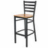 Chivari Ladder Back Bar Stool with Black Frame and Natural Wood Seat BLMBWNW-ZF-KT