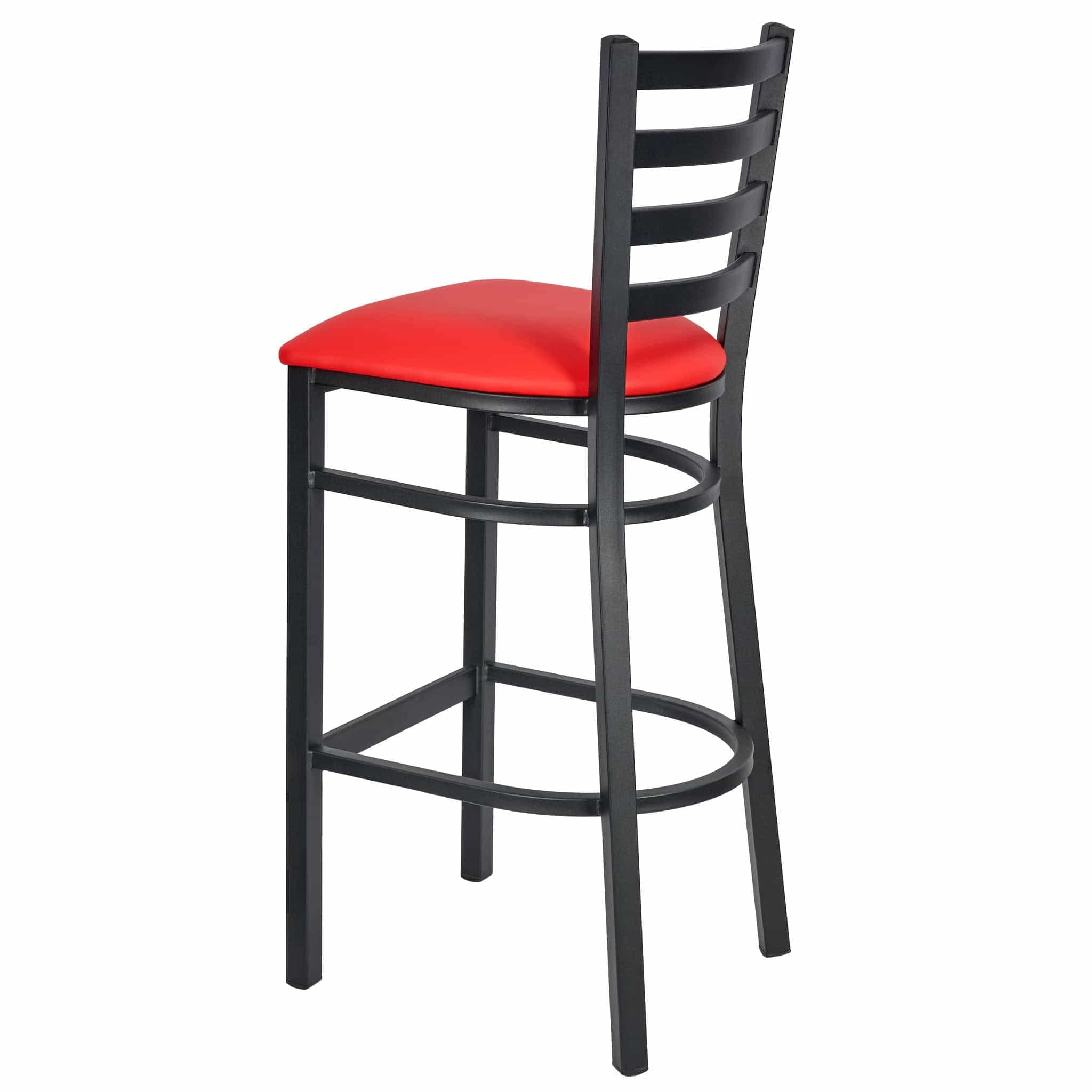 Chivari Ladder Back Bar Stool with Black Frame and Red Vinyl Seat BLMBVR-ZF-KT