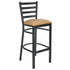 Chivari Ladder Back Bar Stool with Black Frame and Tan Vinyl Seat BLMBVT-ZF-KT