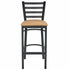 Chivari Ladder Back Bar Stool with Black Frame and Tan Vinyl Seat BLMBVT-ZF-KT
