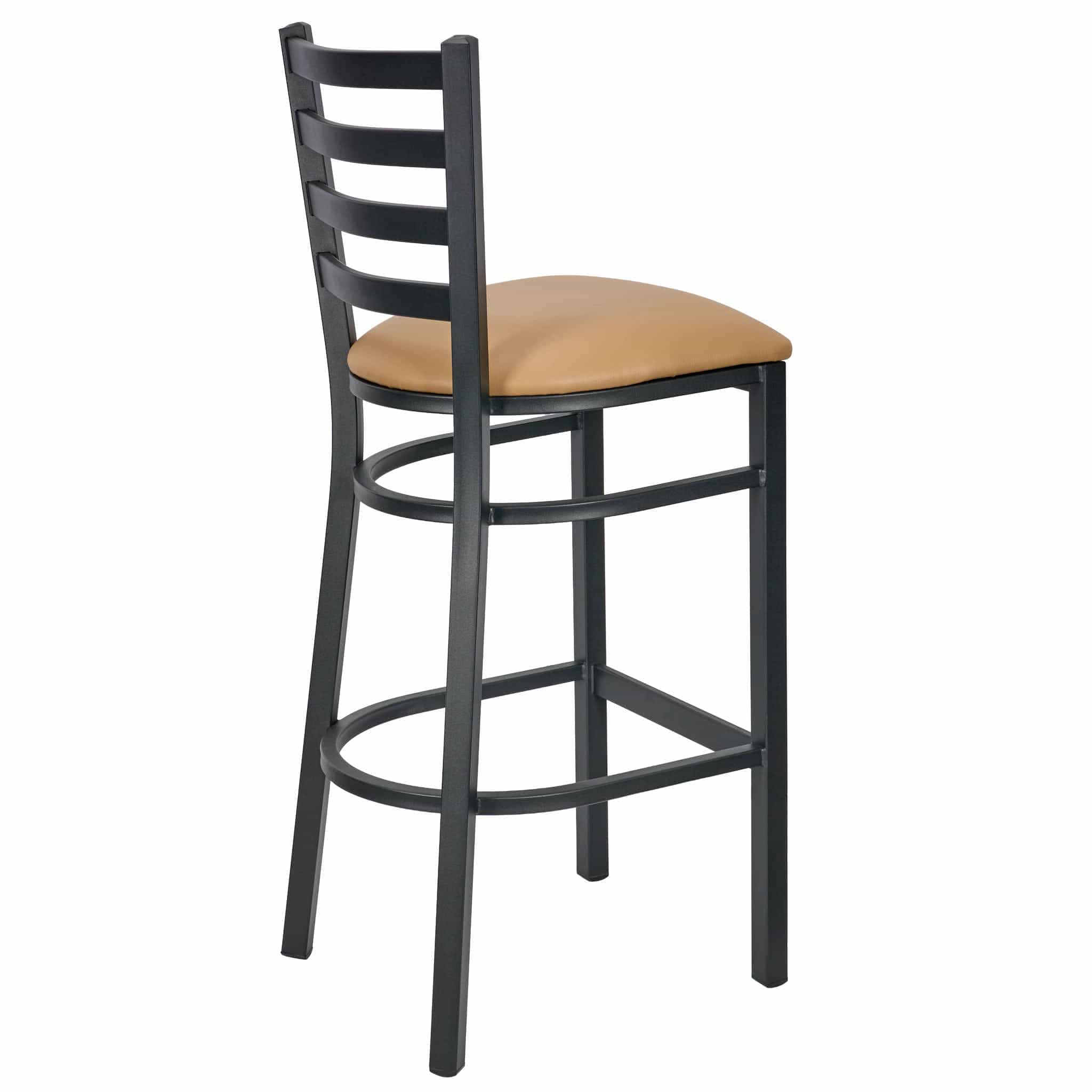 Chivari Ladder Back Bar Stool with Black Frame and Tan Vinyl Seat BLMBVT-ZF-KT