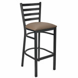 Ladder Back Bar Stool with Black Frame and Taupe Vinyl Seat