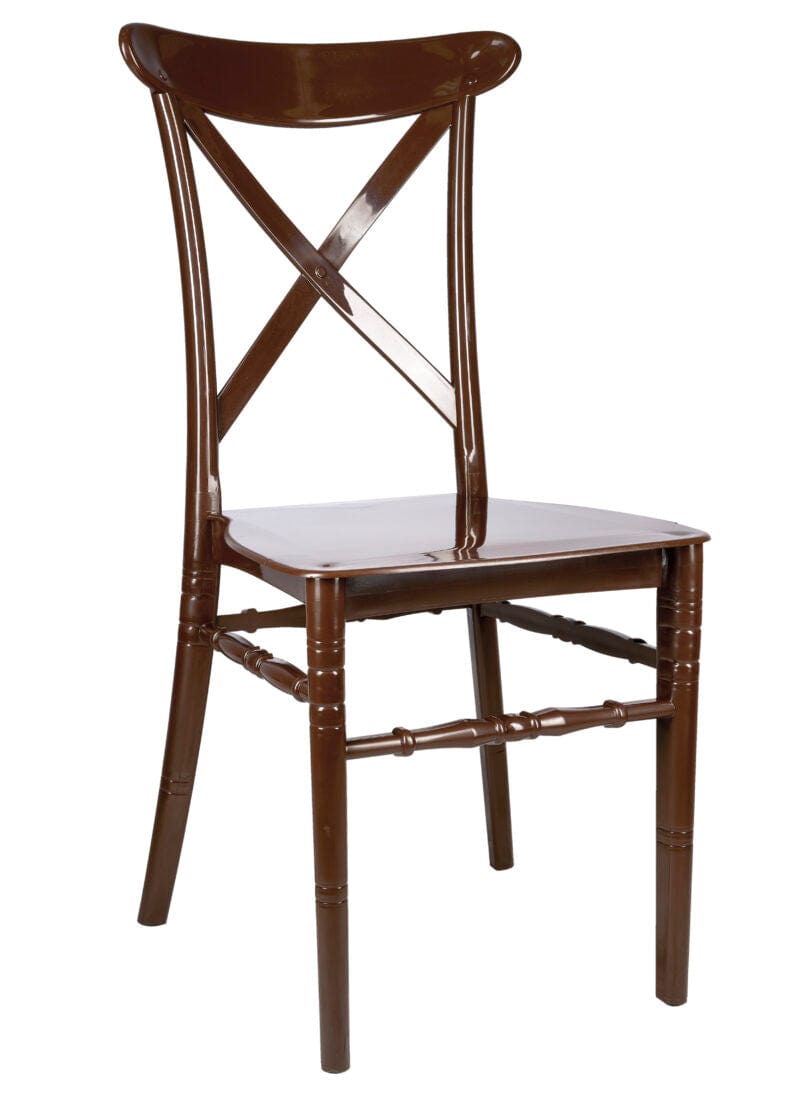 Chivari Brown BasicResin™ Cross Back Chair CXPBR-v22-SG-T