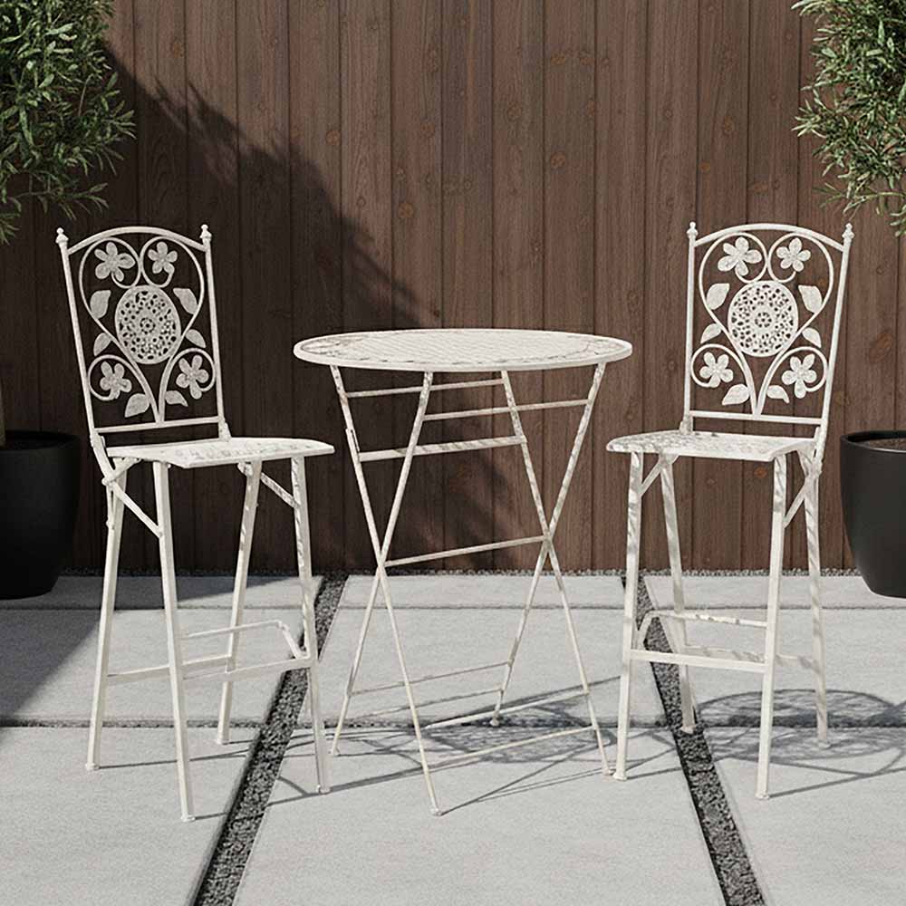Chivari Barcelona Bistro Set in White includes 32" Cocktail Table and 2 Barstools BBBMW-KT-AX