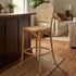 Chivari Natural Bent Cane Wood Barstool with Cane Back and Rattan Seat BBCWNN-ZG-T
