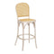 Chivari White Distressed Natural Bent Cane Wood Barstool with Rattan Seat BBCWWDN-ZG-T