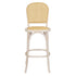 Chivari White Distressed Natural Bent Cane Wood Barstool with Rattan Seat BBCWWDN-ZG-T