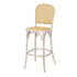Chivari White Distressed Natural Bent Cane Wood Barstool with Rattan Seat BBCWWDN-ZG-T