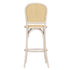 Chivari White Distressed Natural Bent Cane Wood Barstool with Rattan Seat BBCWWDN-ZG-T
