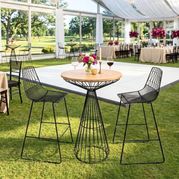 Chivari Black 30" Benton Wire Bar Stool Steel Frame BBMB-WR-AX