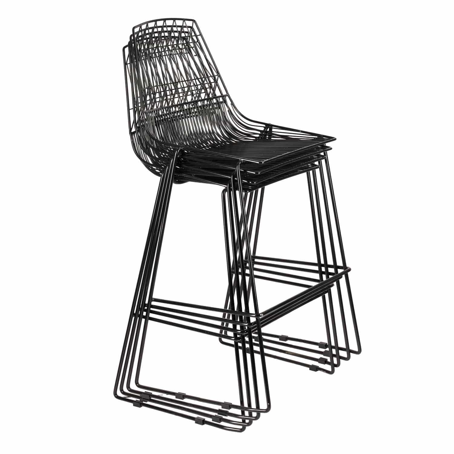 Chivari Black 30" Benton Wire Bar Stool Steel Frame BBMB-WR-AX