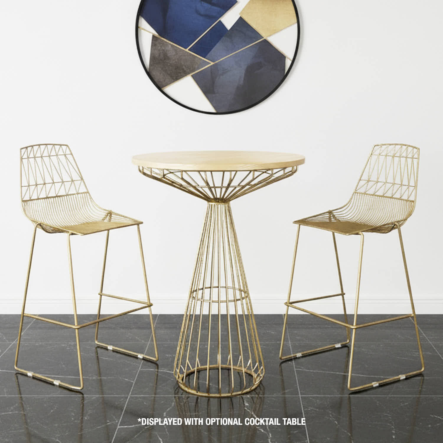 Chivari Gold 30" Benton Wire Bar Stool Steel Frame BBMG-WR-AX