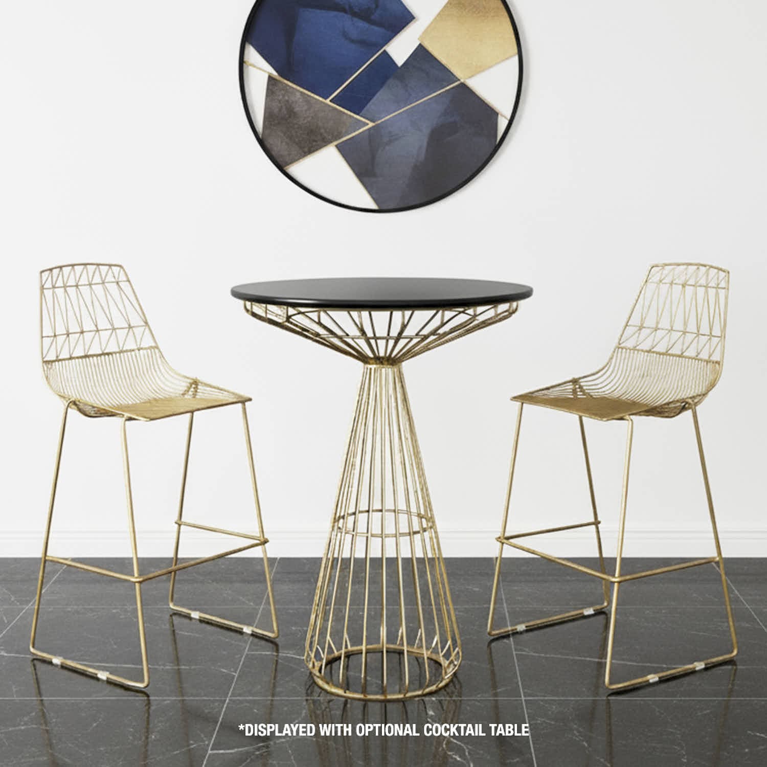 Chivari Gold 30" Benton Wire Bar Stool Steel Frame BBMG-WR-AX