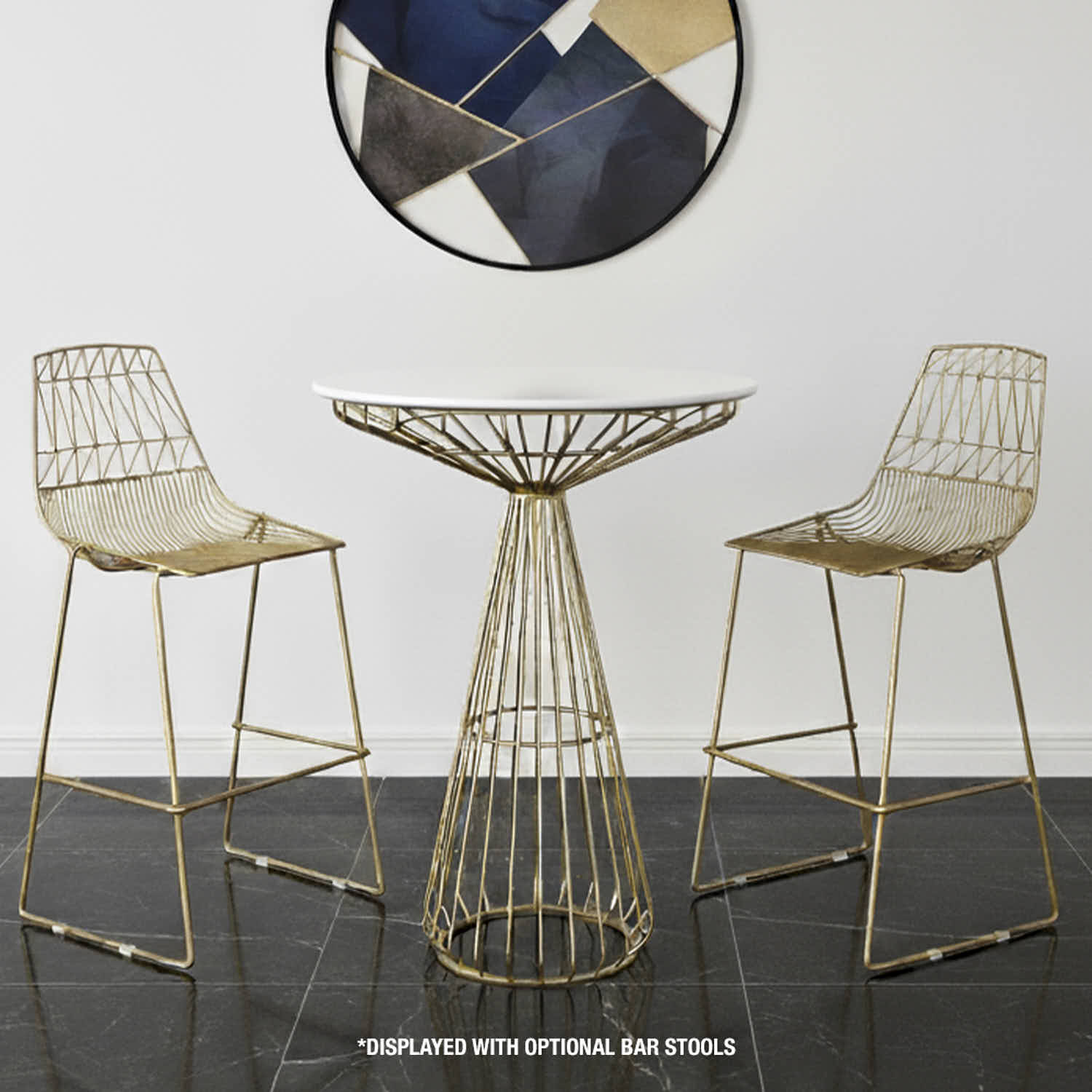 Chivari Gold 30" Benton Wire Bar Stool Steel Frame BBMG-WR-AX