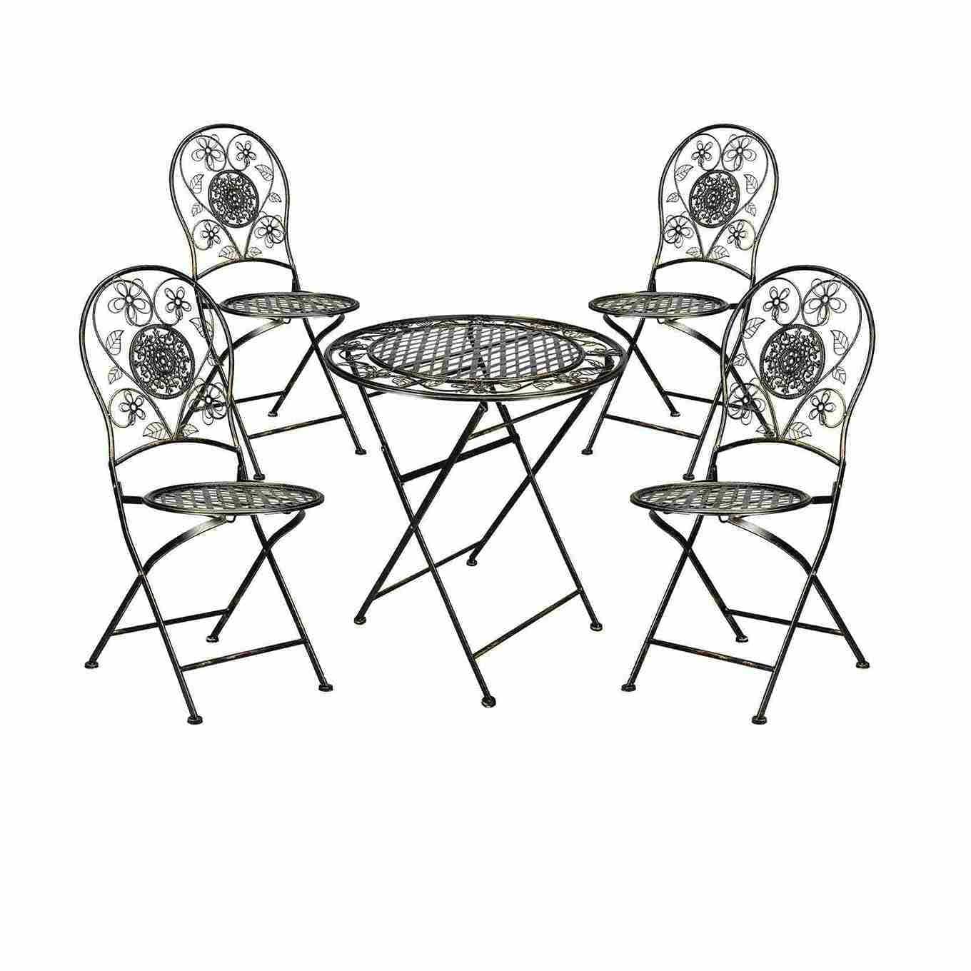 Chivari Barcelona Bistro Set in Bronze includes 28" Table and 4 Round Chairs BBMRBR-KT-AX
