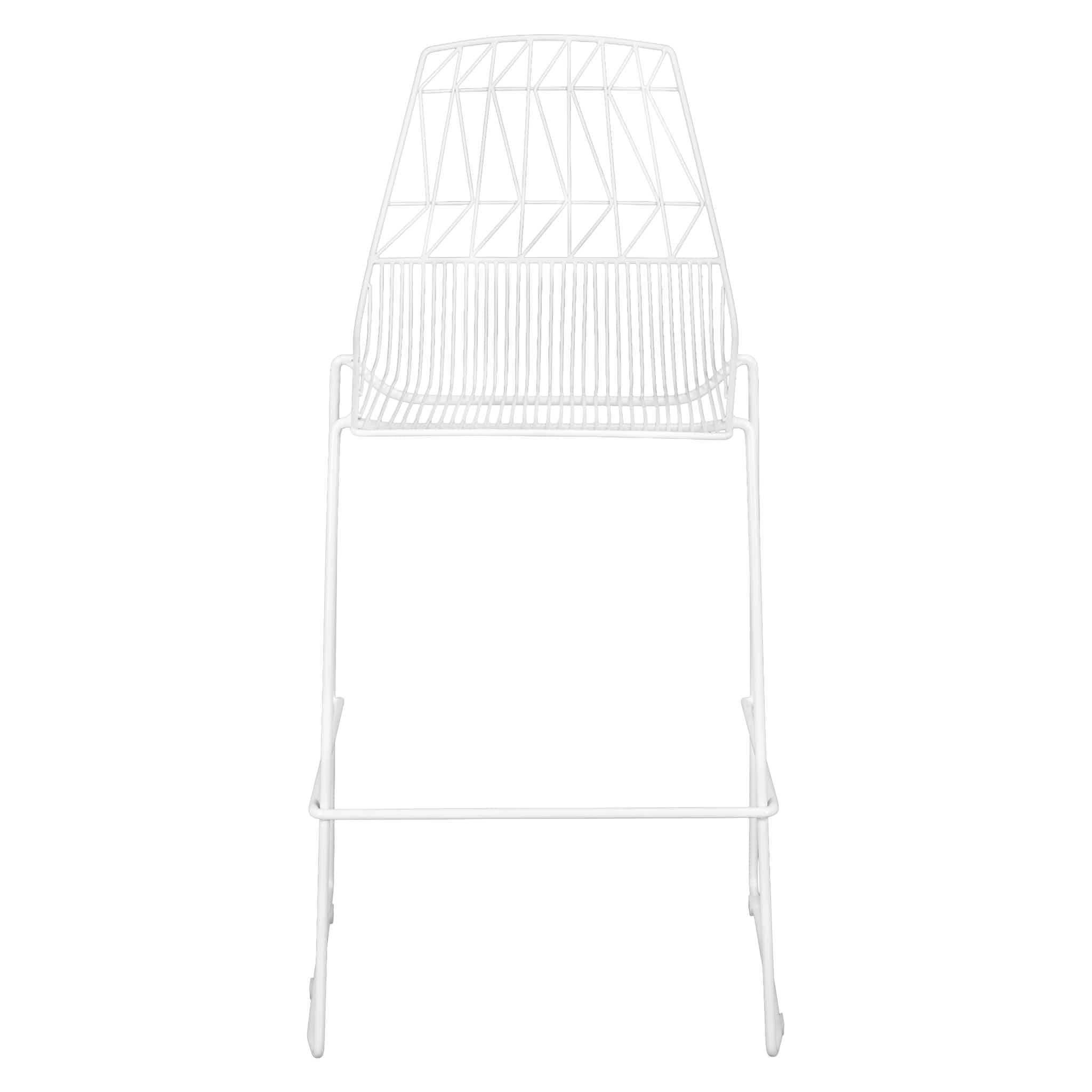 Chivari White 30" Benton Wire Bar Stool Steel Frame BBMW-WR-AX