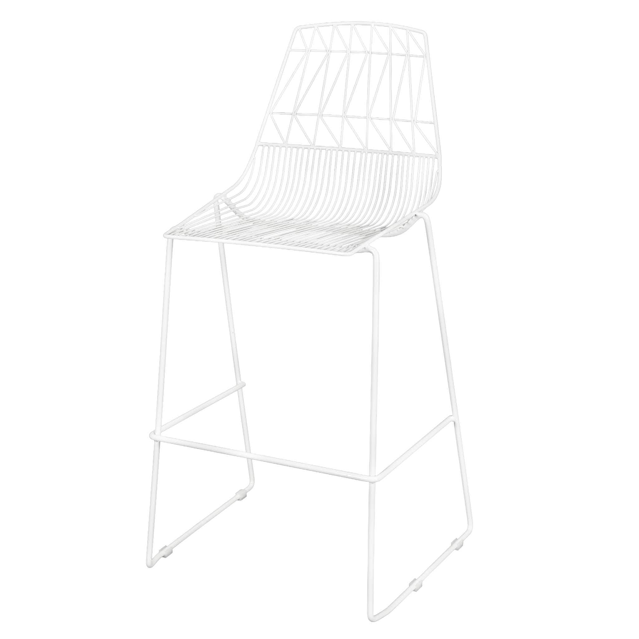 Chivari White 30" Benton Wire Bar Stool Steel Frame BBMW-WR-AX