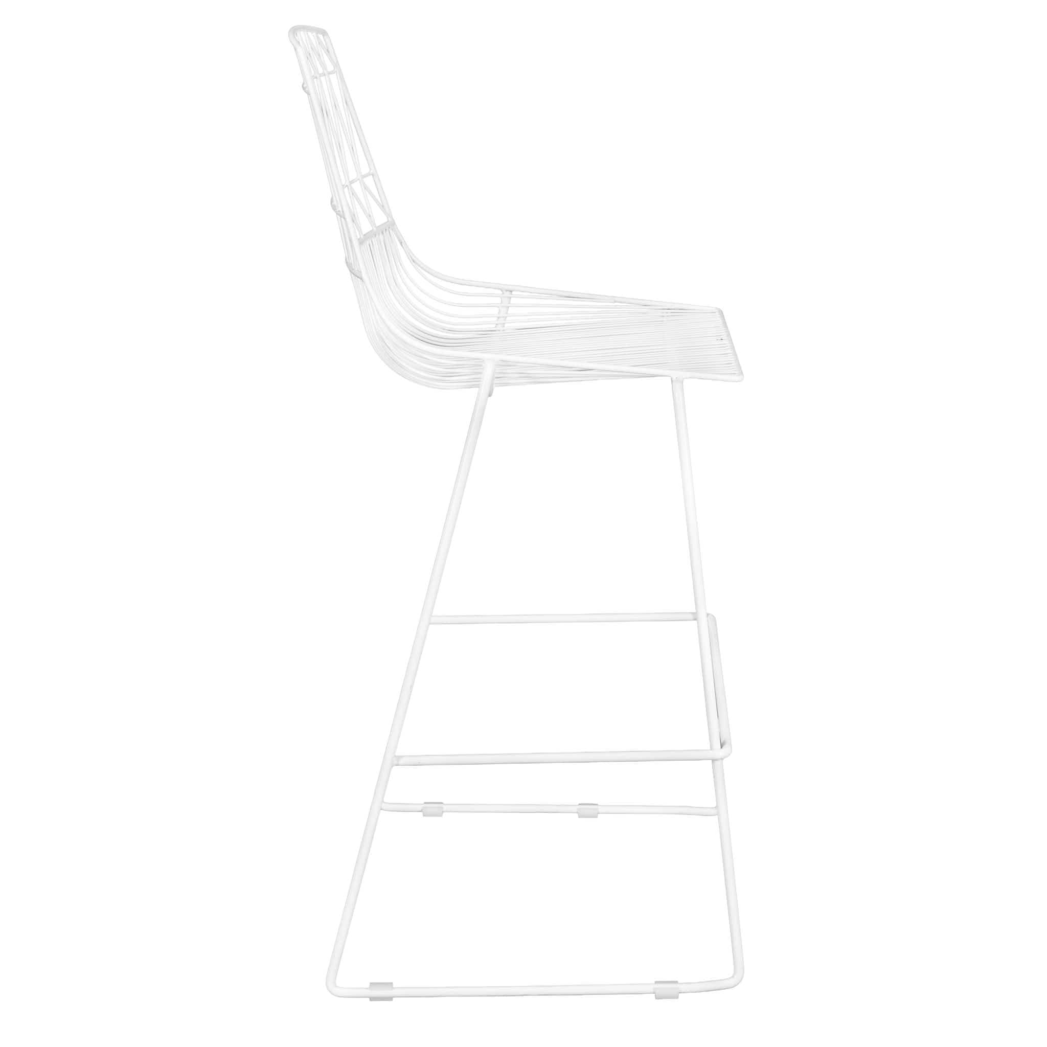 Chivari White 30" Benton Wire Bar Stool Steel Frame BBMW-WR-AX