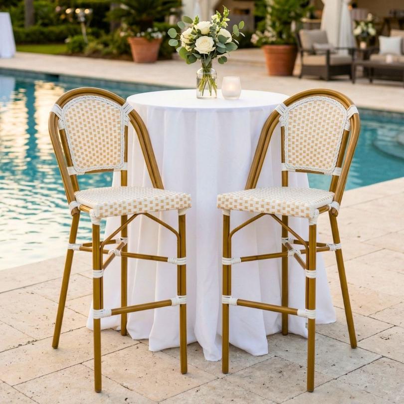 Toulouse White and Beige French Bistro Barstool BBPWB-AX-T