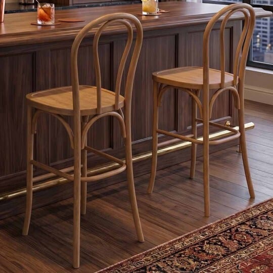 Chivari Chestnut Resin Steel Skeleton™ Bentwood Barstool - 2 Pack - Some Assembly Required BBRC-KD-ST-AX-2