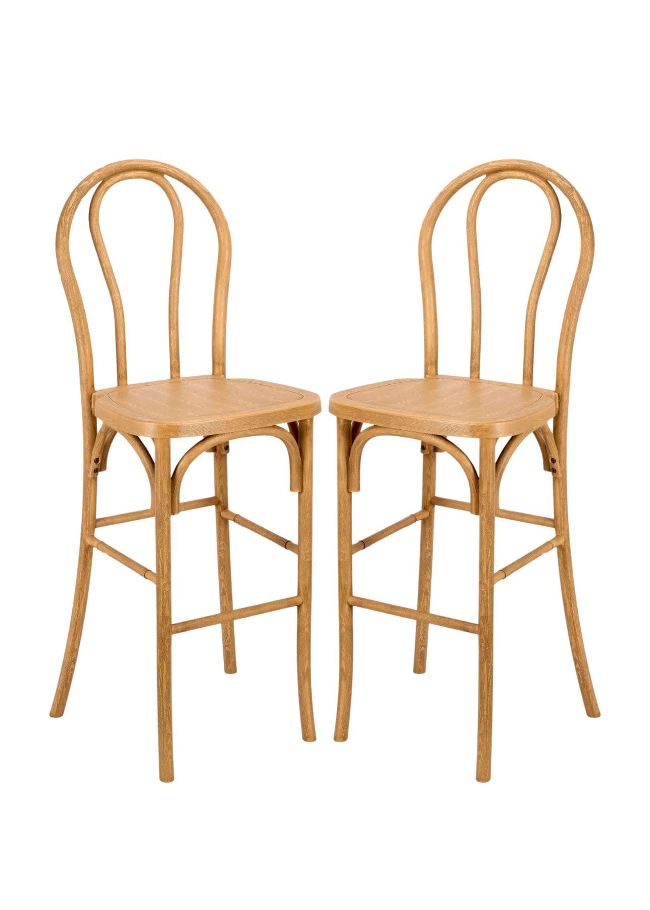 Chivari Natural Resin Steel Skeleton™  Bentwood Barstool - 2 Pack - Some Assembly Required BBRN-KD-ST-AX-2
