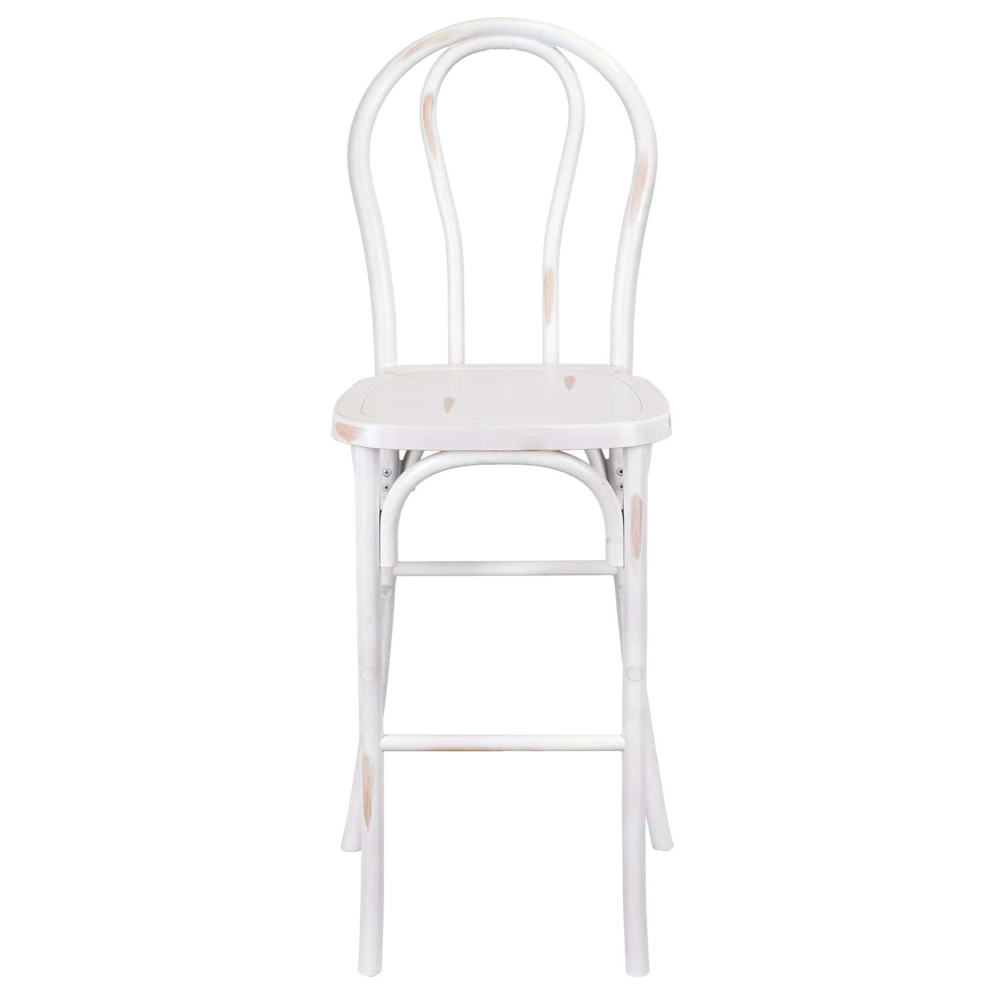 Chivari White Distressed Resin Steel Skeleton™ Bentwood Barstool - 2 Pack - Some Assembly Required BBRWD-KD-ST-AX-2