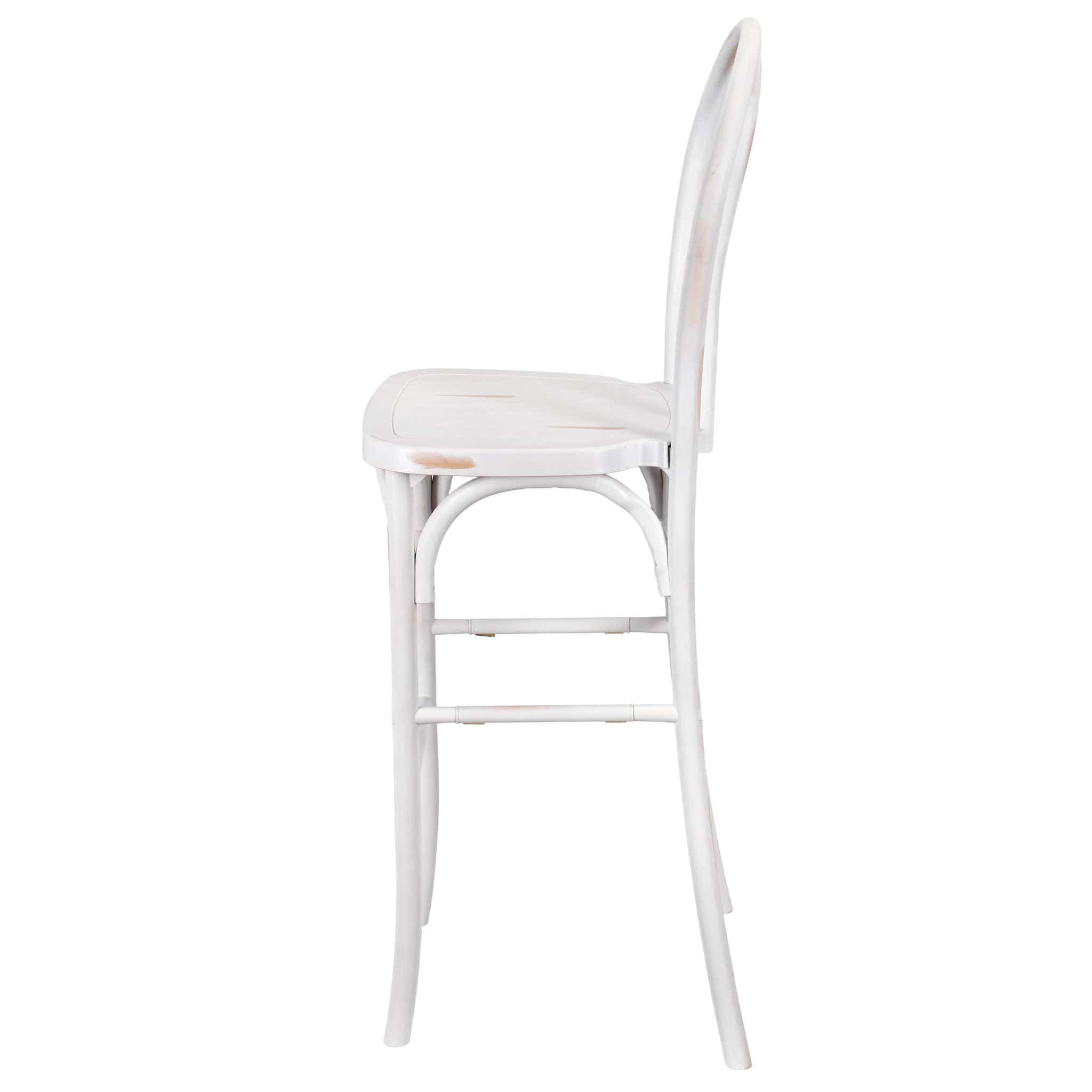 Chivari White Distressed Resin Steel Skeleton™ Bentwood Barstool - 2 Pack - Some Assembly Required BBRWD-KD-ST-AX-2