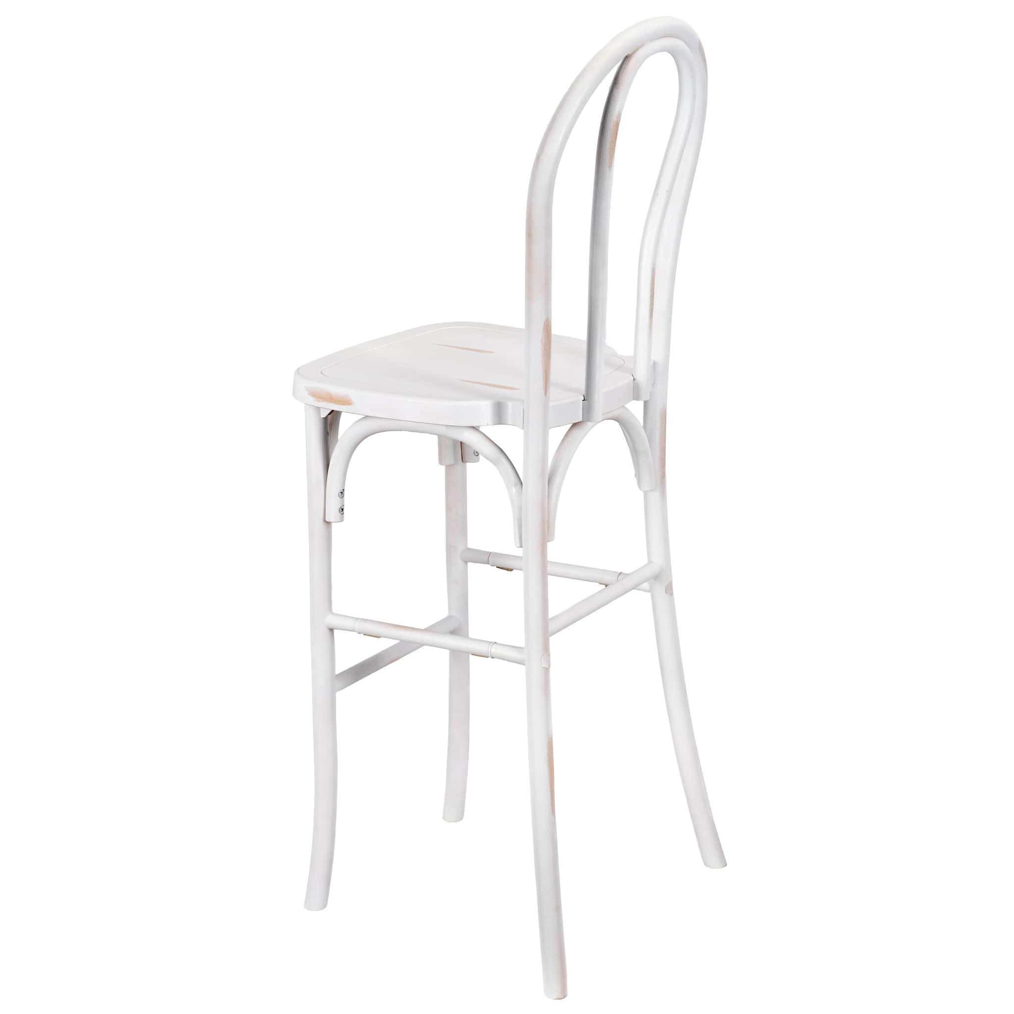 Chivari White Distressed Resin Steel Skeleton™ Bentwood Barstool - 2 Pack - Some Assembly Required BBRWD-KD-ST-AX-2