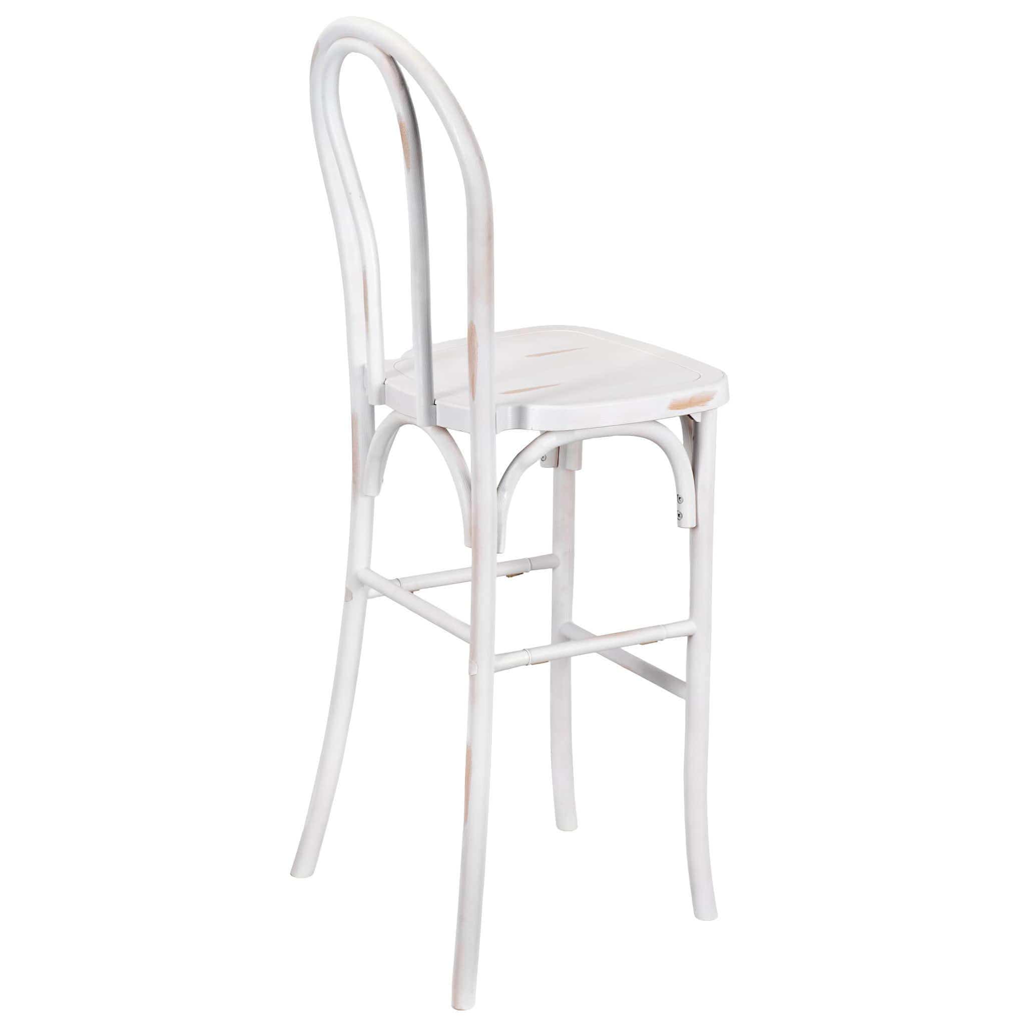Chivari White Distressed Resin Steel Skeleton™ Bentwood Barstool - 2 Pack - Some Assembly Required BBRWD-KD-ST-AX-2