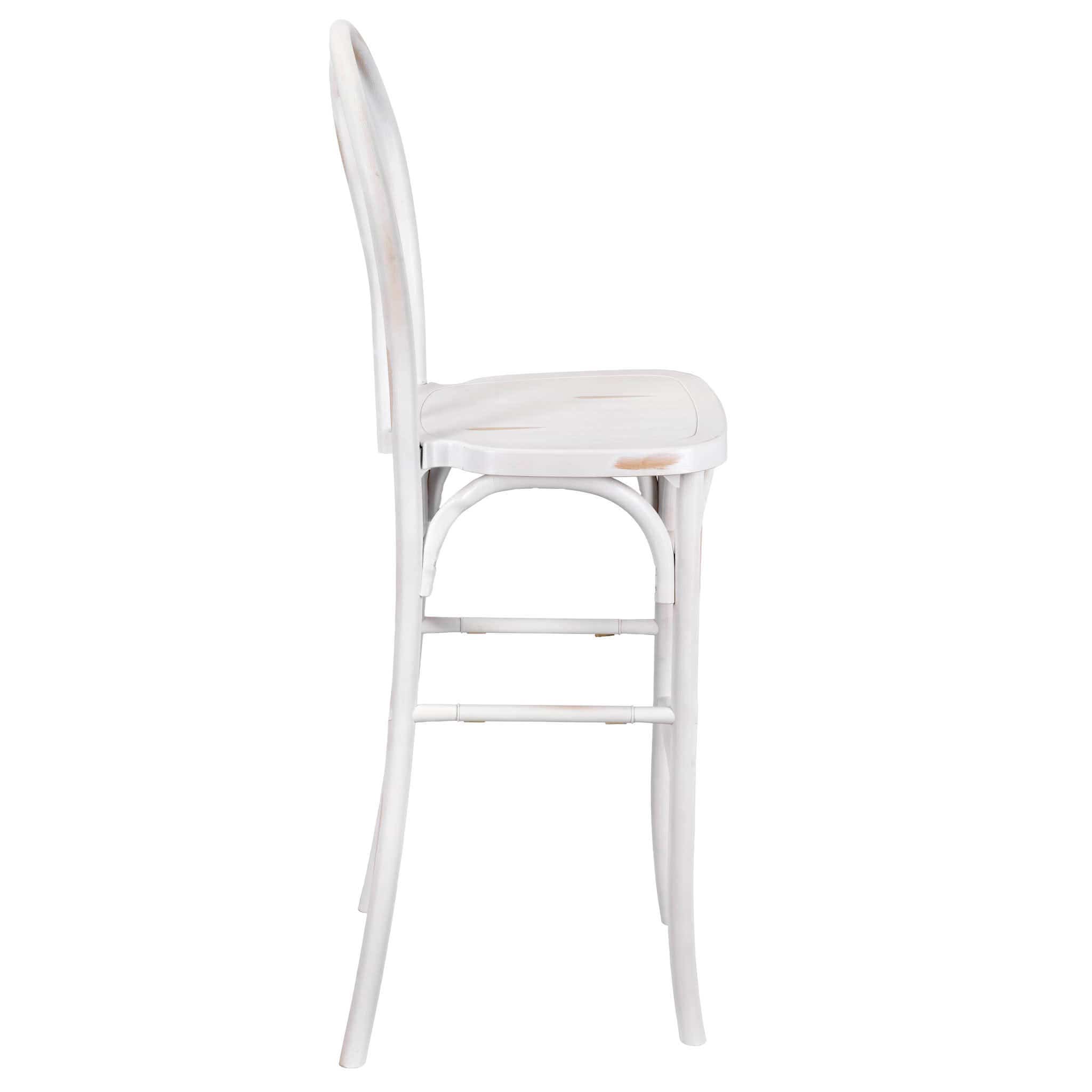 Chivari White Distressed Resin Steel Skeleton™ Bentwood Barstool - 2 Pack - Some Assembly Required BBRWD-KD-ST-AX-2