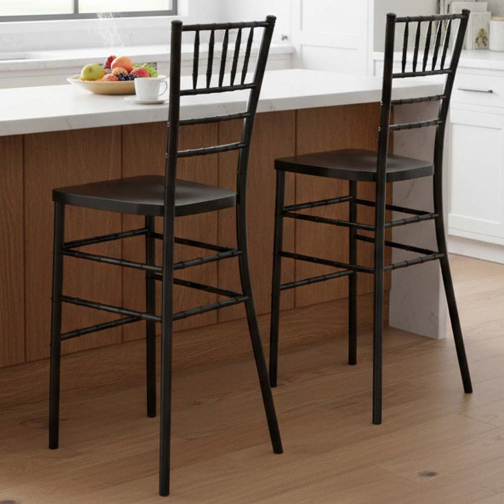 Chivari Black Resin Steel Skeleton™ Chiavari Barstool - 2 Pack - Some Assembly Required BCRB-KD-ST-AX-2