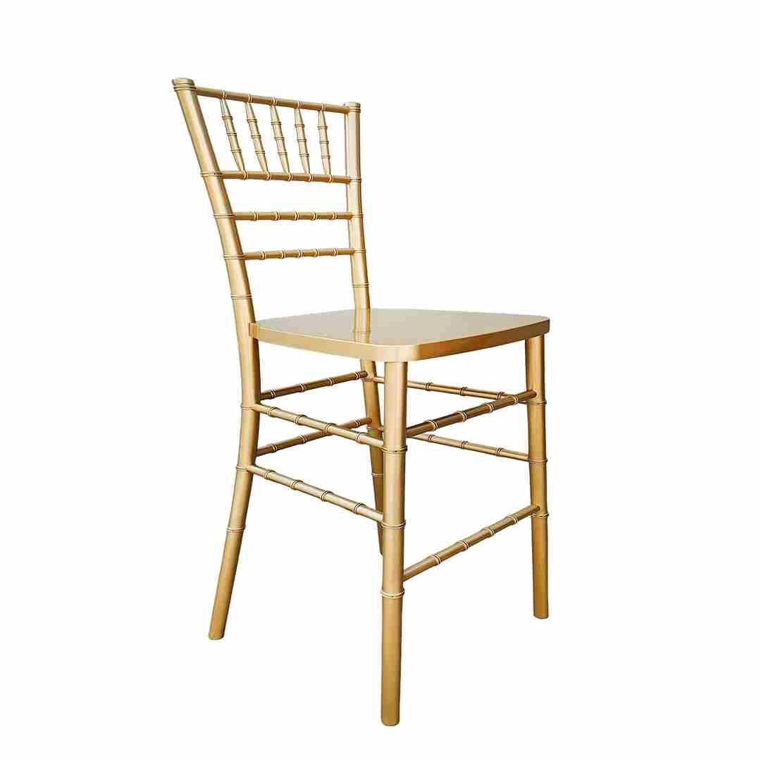 Chivari Bullion Gold Resin Steel Skeleton™ Chiavari Barstool - 2 Pack - Some Assembly Required BCRG-KD-ST-AX-2