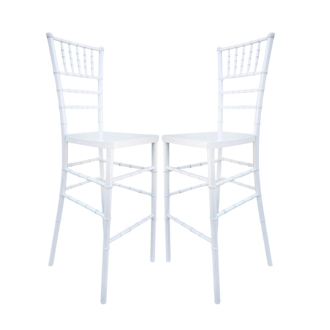 Chivari White Resin Steel Skeleton™ Chiavari Barstool - 2 Pack - Some Assembly Required BCRW-KD-ST-AX-2