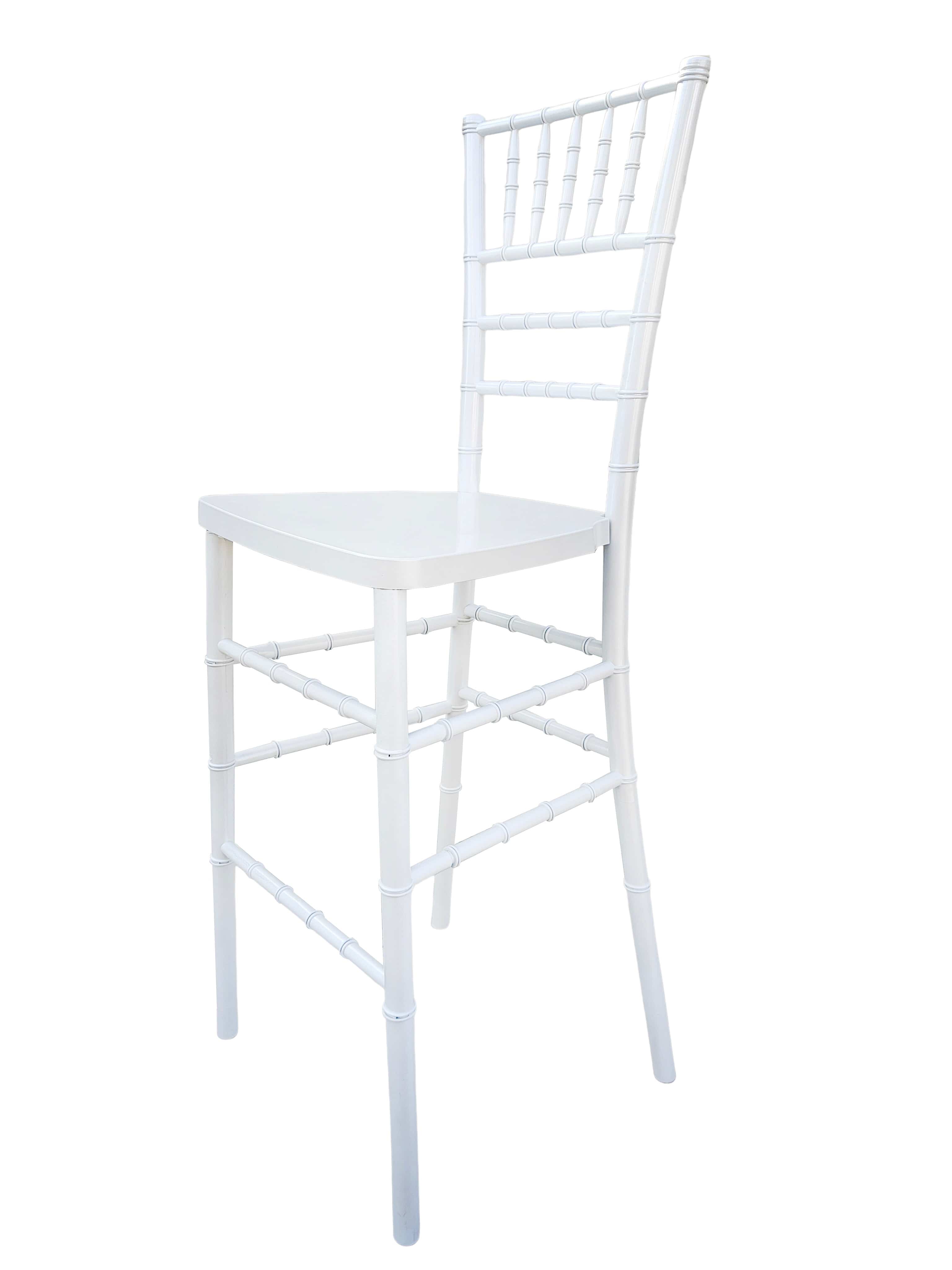 Chivari Sparkling Pearl White Resin Steel Skeleton™ Chiavari Barstool BCRWSP-ST-AX-T