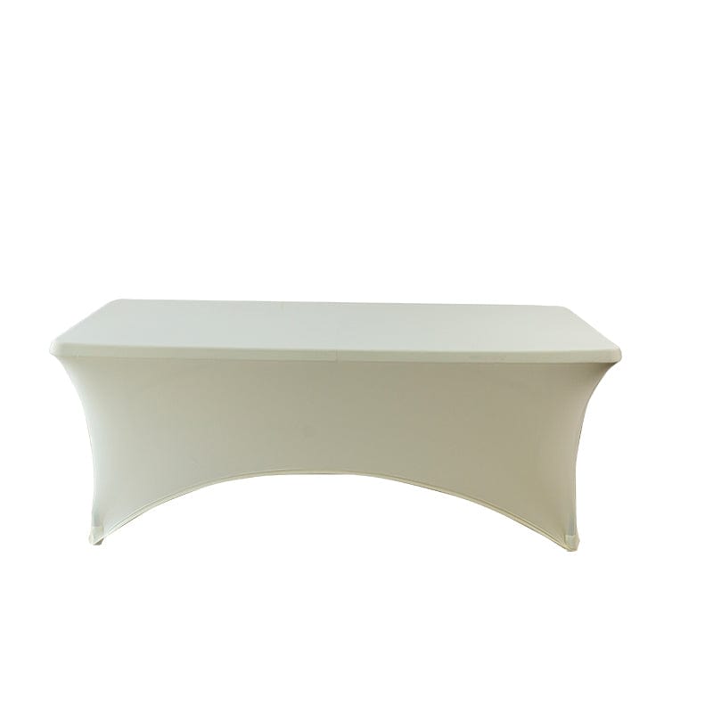Chivari 5-Pack Ivory Spandex 250gsm 8 Foot Folding Table Cover SX-SPANXTB-8FT-IVR-5